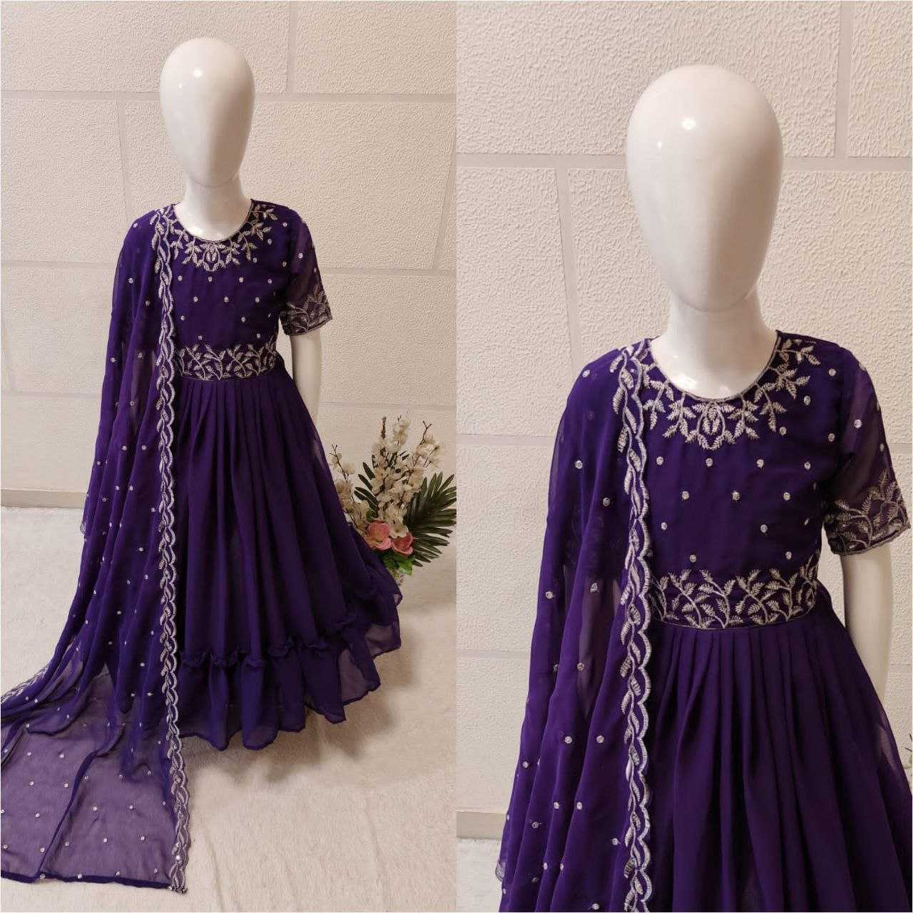 YNF GEORGETTE KESH168 MNT19 KIDS WEAR WHOLESALE KIDS GOWNS KIDS ETHNIC GOWNS KIDS TRADITIONAL WEAR KIDS FESTIVE WEAR MANUFACTURER