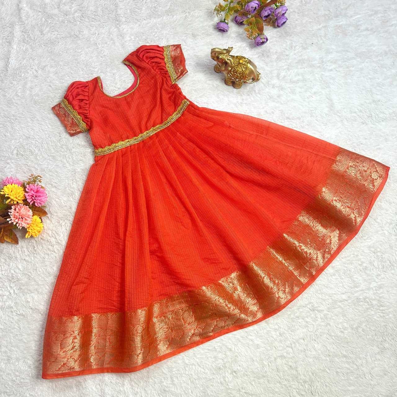 YNF KOTA CHECKS KESH109 RRKT18 KIDS WEAR WHOLESALE KIDS GOWNS MANUFACTURER