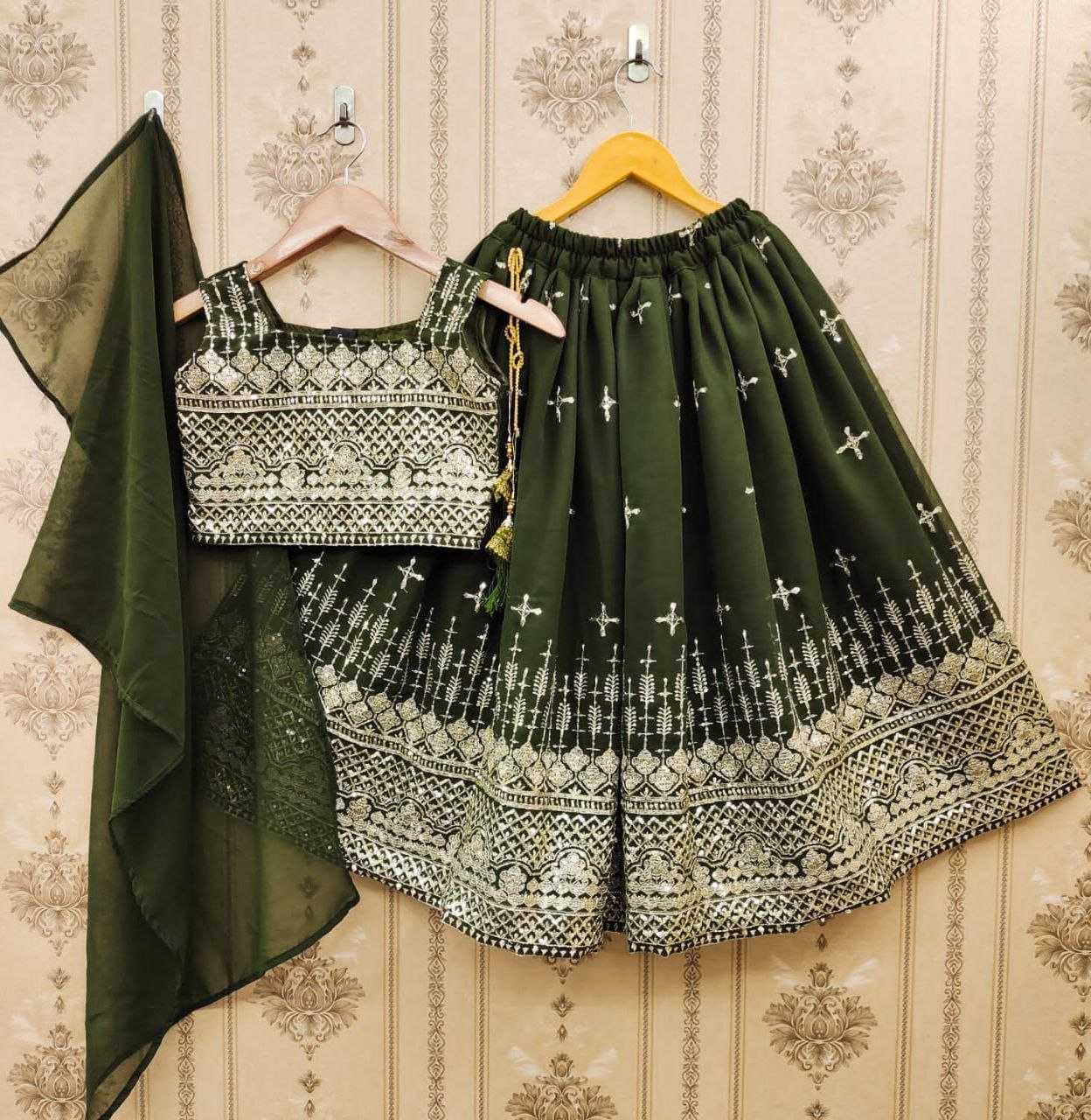 YNF GEORGETTE KESH168 Green Well KIDS WEAR WHOLESALE KIDS LEHENGA KIDS TRADITIONAL OUTFITS LEHENGA CHOLI KIDS FESTIVE WEAR KIDS WEDDING OUTFITS MANUFACTURER- Kids Exports