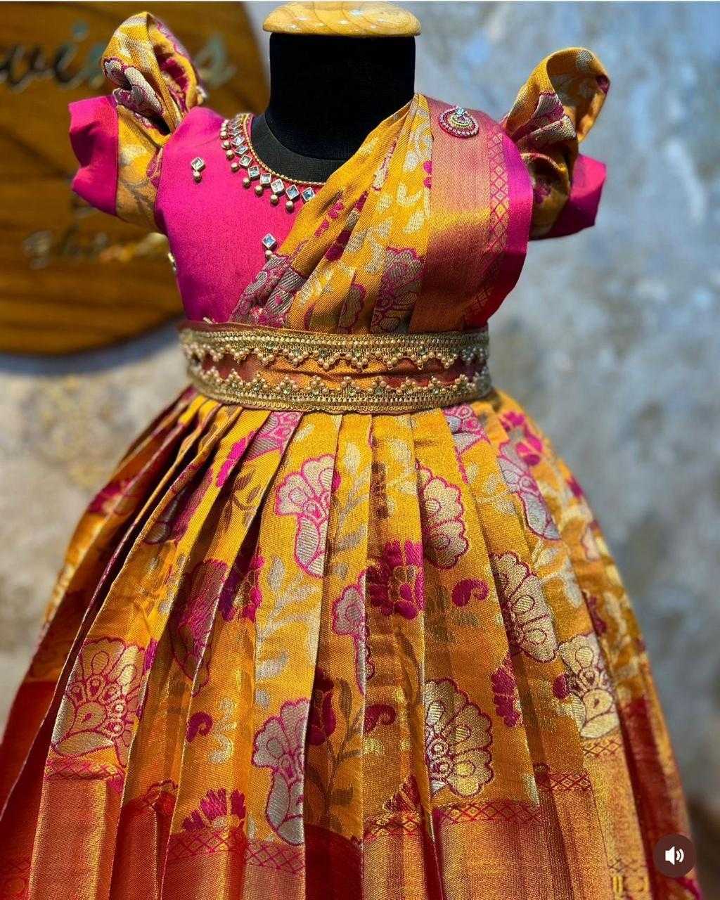 YNF KANJIVARAM SILK RIN192 8040 KIDS WEAR WHOLESALE KIDS WEDDING FESTIVEL GOWN MANUFACTURER- Kids Exports