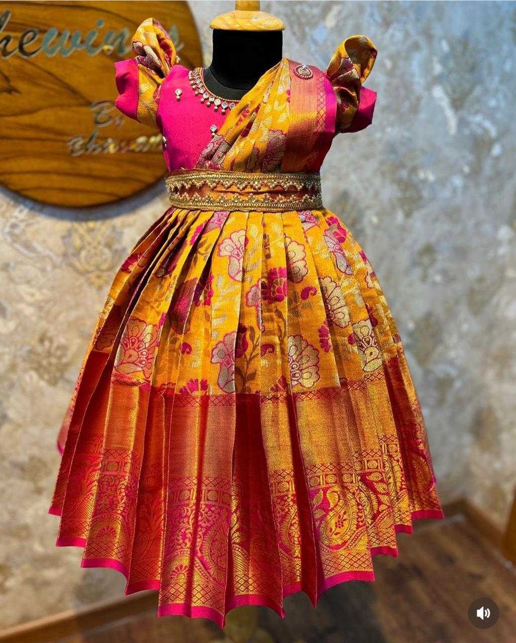 YNF KANJIVARAM SILK RIN192 8040 KIDS WEAR WHOLESALE KIDS WEDDING FESTIVEL GOWN MANUFACTURER- Kids Exports