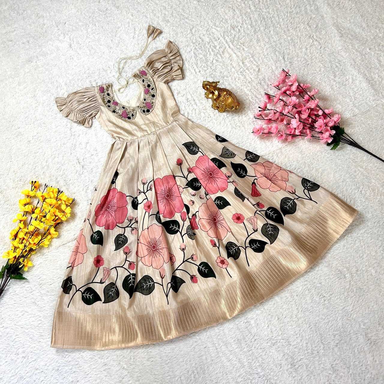 YNF HANDLOOM SILK KESH109 RRKT47 KIDS WEAR WHOLESALE KIDS GOWNS MANUFACTURER