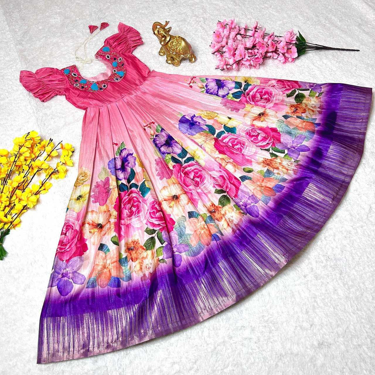 YNF HANDLOOM SILK KESH109 RRKT51 KIDS WEAR WHOLESALE KIDS GOWNS MANUFACTURER