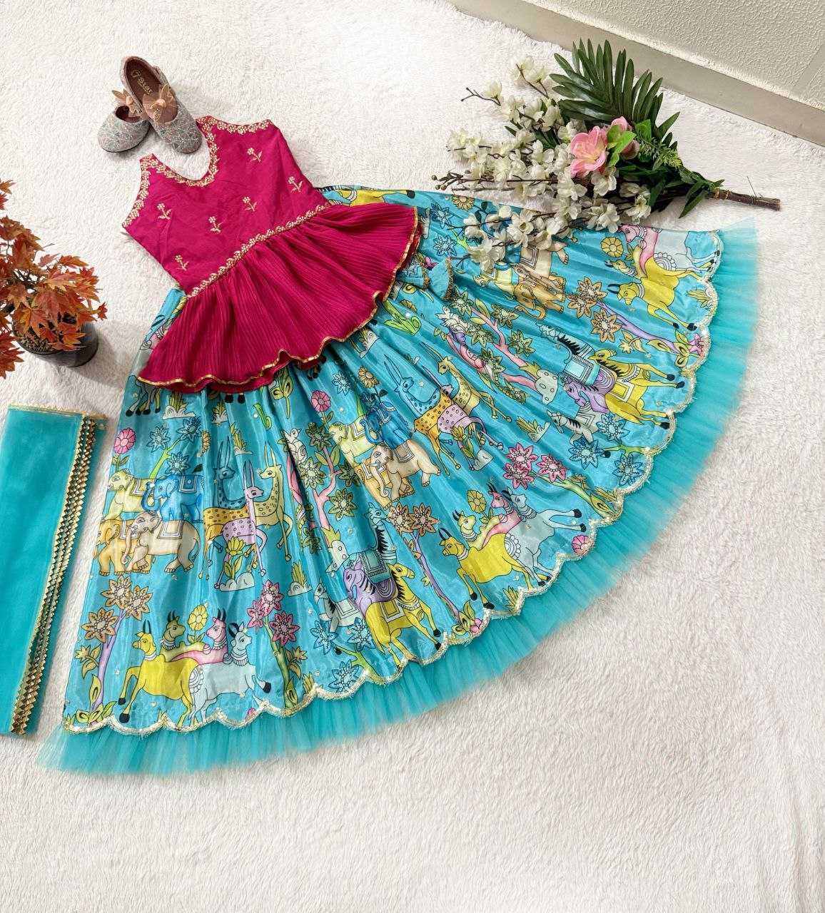 YNF CHINON SILK KESH168 MNT49 KIDS WEAR WHOLESALE KIDS LEHENGA KIDS TRADITIONAL OUTFITS KIDS LEHENGA CHOLI KIDS FESTIVE WEAR KIDS WEDDING OUTFITS MANUFACTURER- Kids Exports