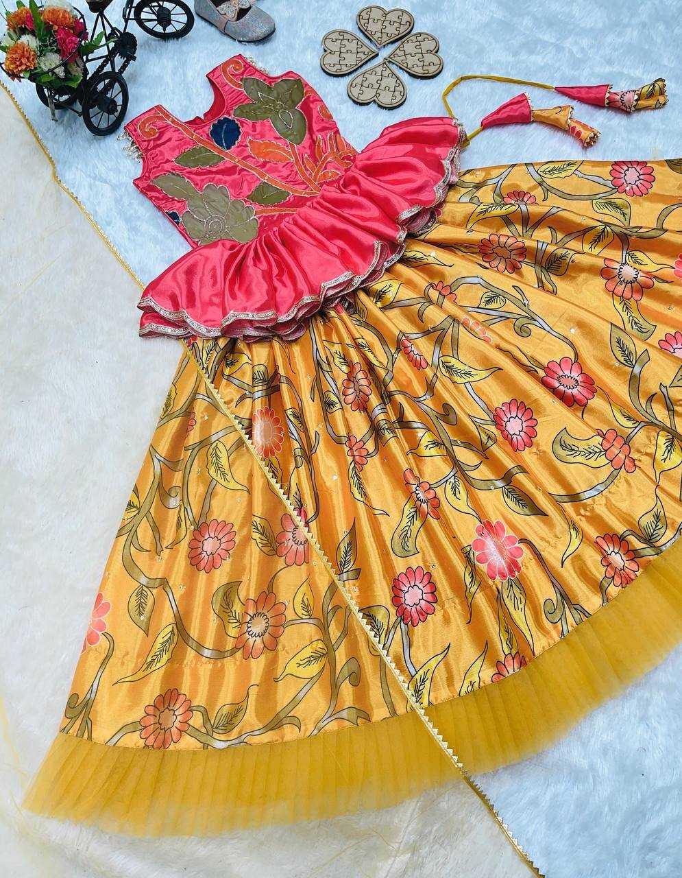 YNF CHINON SILK RIN154 195 KIDS WEAR WHOLESALE KIDS LEHENGA KIDS TRADITIONAL OUTFITS KIDS LEHENGA CHOLI EMBROIDERY WEDDING OUTFITS MANUFACTURER- Kids Exports