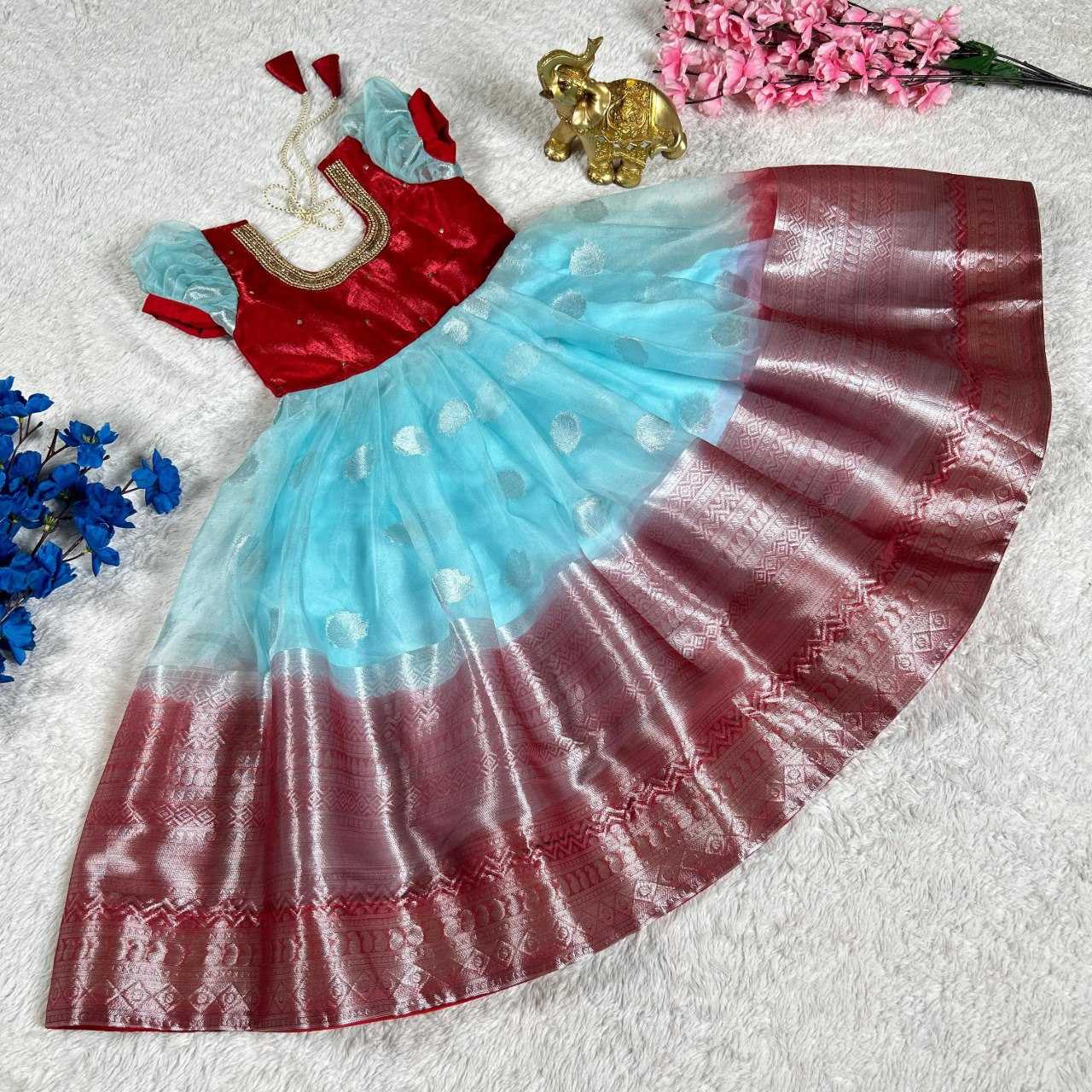 YNF SILK KESH109 RRK102 KIDS WEAR WHOLESALE KIDS WEDDING DESIGNER FESTIVEL GOWN MANUFACTURER- Kids Exports