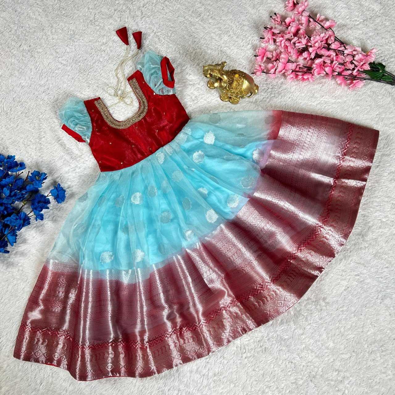 YNF SILK KESH109 RRK102 KIDS WEAR WHOLESALE KIDS WEDDING DESIGNER FESTIVEL GOWN MANUFACTURER- Kids Exports