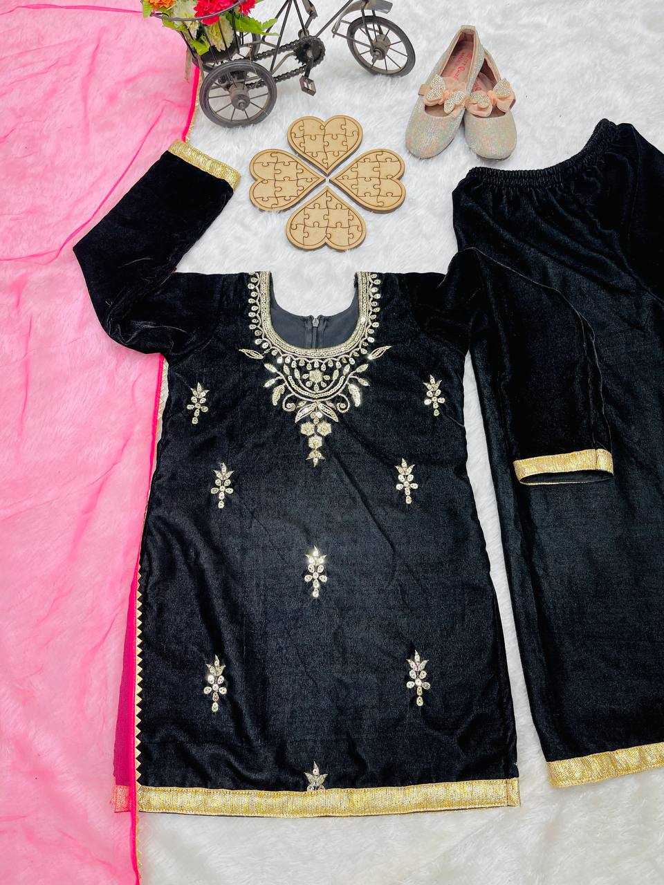 YNF VELVET KESH144 193 WHOLESALE KIDS SUIT KIDS FESTIVE KIDS SHARAR SUITS MANUFACTURER- Kids Exports