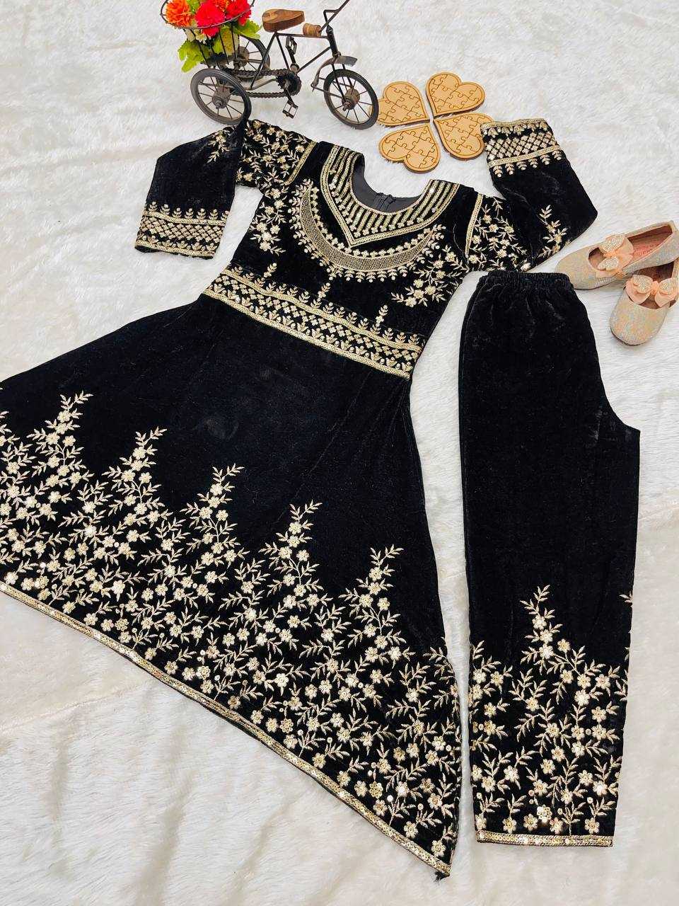 YNF VELVET RIN1544 190 WHOLESALE KIDS SUIT KIDS ANARKALI SUITS MANUFACTURER- Kids Exports