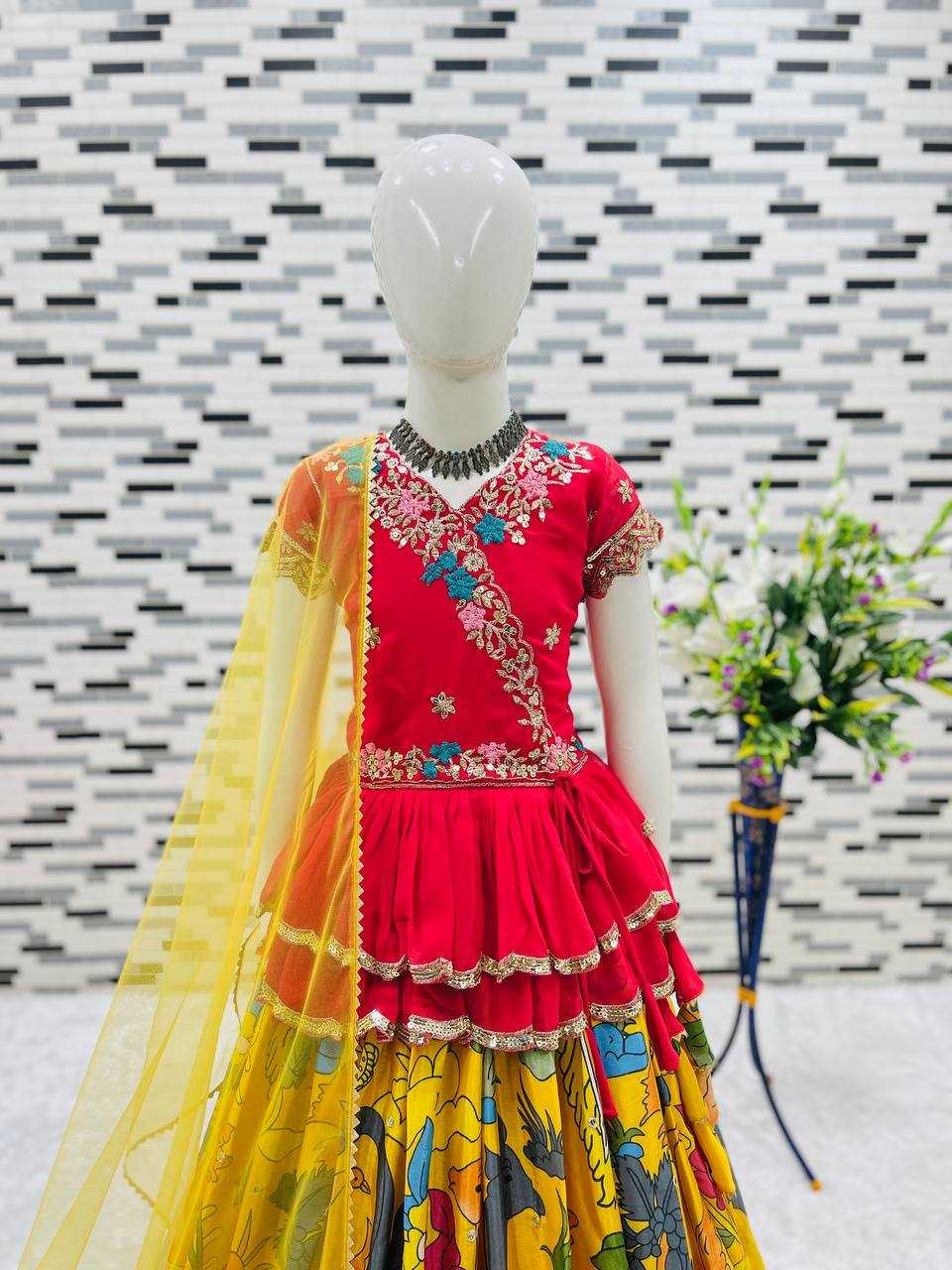 Ynf Faux Georgette RIN154 187 Kids Wear Wholesale Kids Lehenga Girls Ethnic Wear Baby Girl Lehenga Manufacturer- Kids Exports