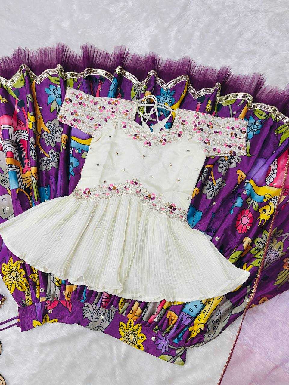 Ynf Chinon KESH415 208 Kids Wear Wholesale Kids Lehenga Embroidered Frock Kids Ghagra Choli Manufacturer- Kids Exports