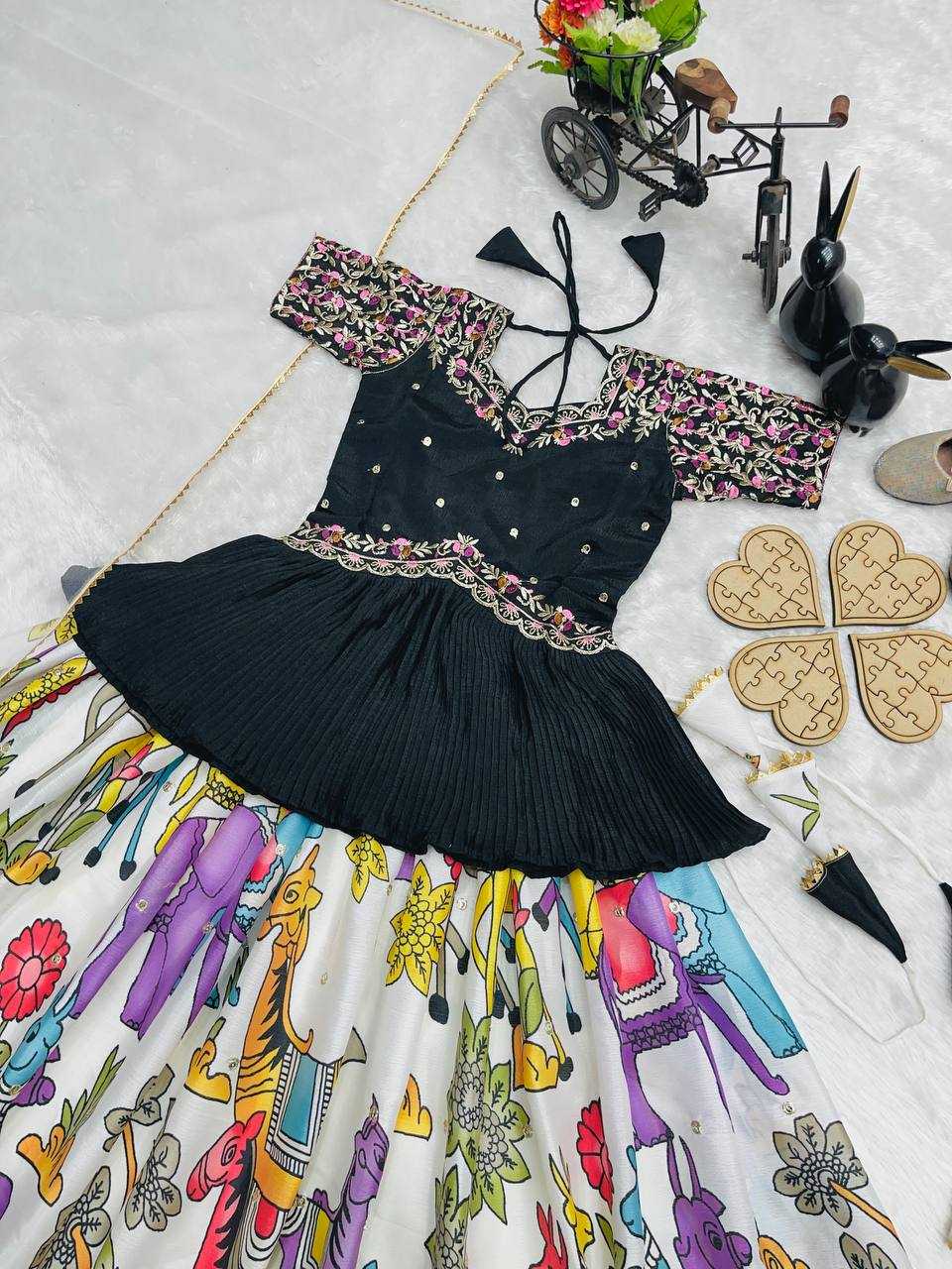 Ynf Chinon KESH415 208 Kids Wear Wholesale Kids Lehenga Embroidered Frock Kids Ghagra Choli Manufacturer- Kids Exports