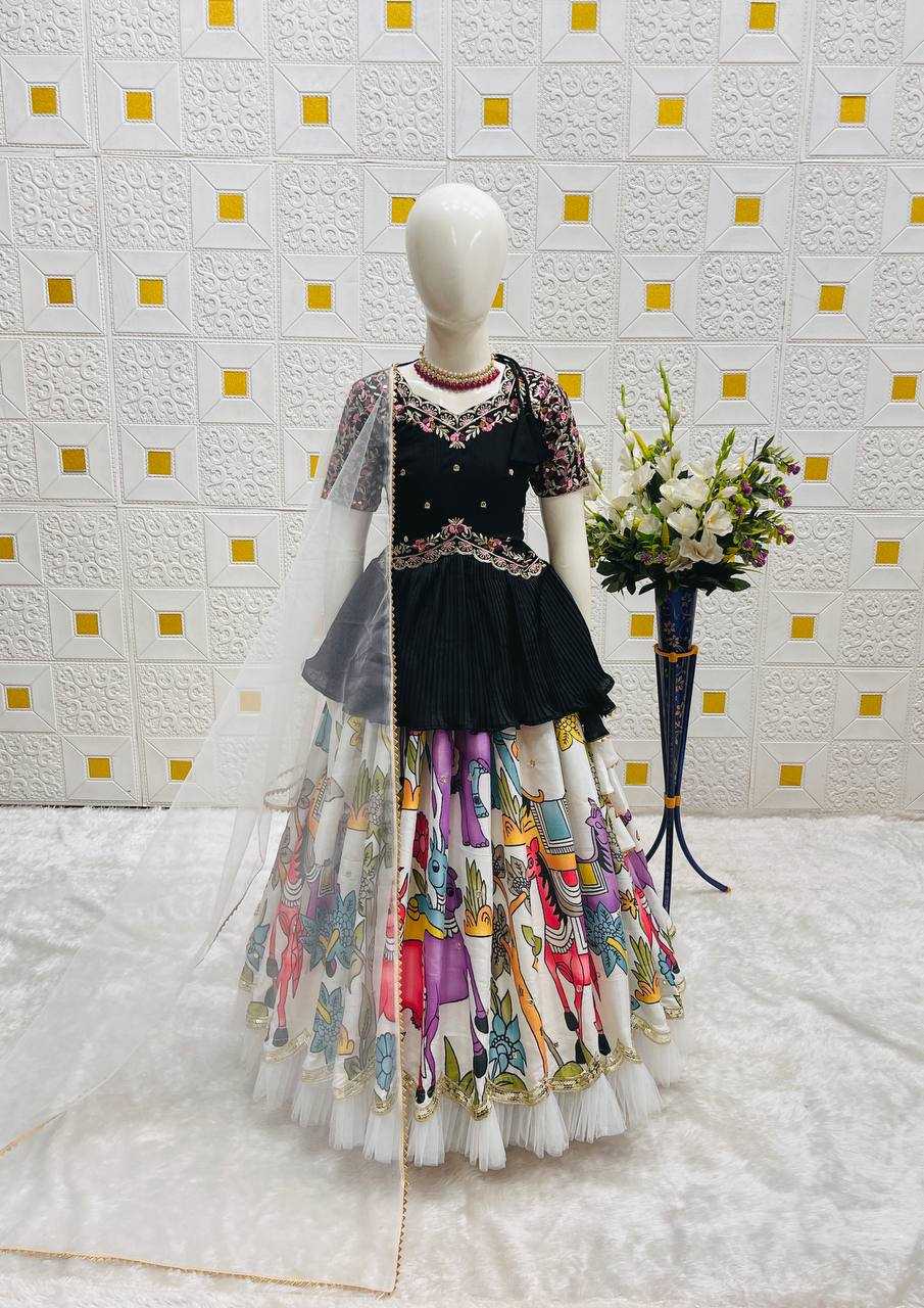 Ynf Chinon KESH415 208 Kids Wear Wholesale Kids Lehenga Embroidered Frock Kids Ghagra Choli Manufacturer- Kids Exports