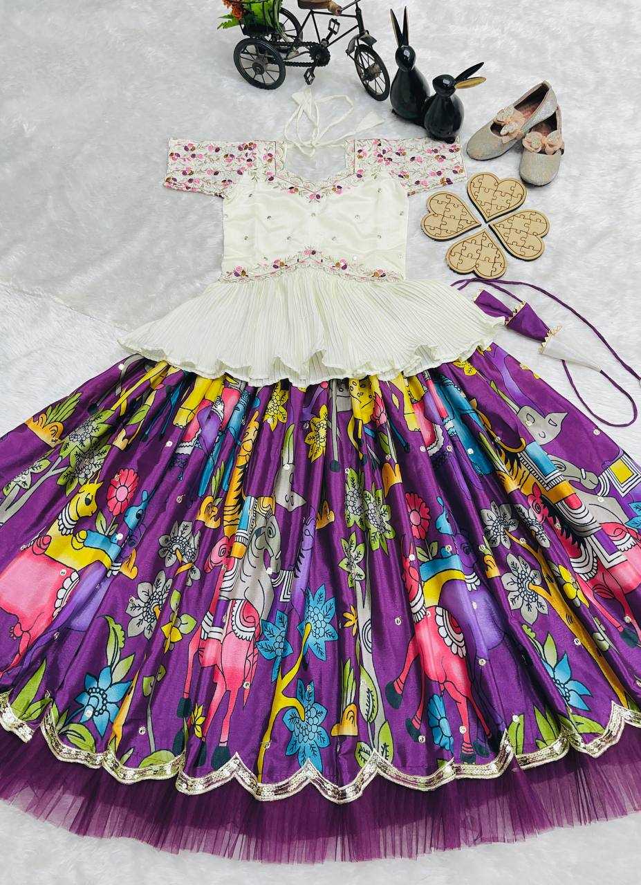 Ynf Chinon KESH415 208 Kids Wear Wholesale Kids Lehenga Embroidered Frock Kids Ghagra Choli Manufacturer- Kids Exports