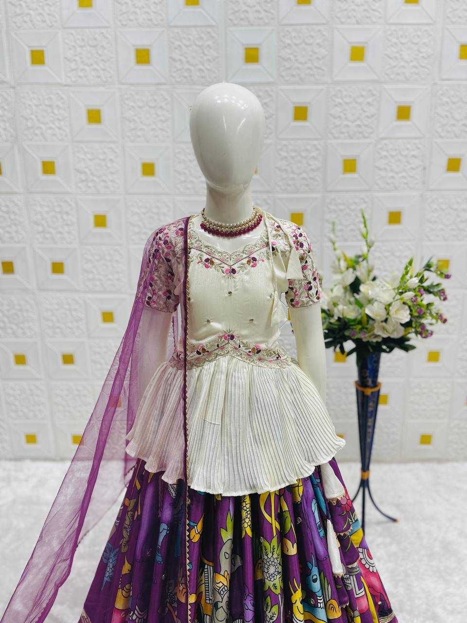Ynf Chinon KESH415 208 Kids Wear Wholesale Kids Lehenga Embroidered Frock Kids Ghagra Choli Manufacturer- Kids Exports