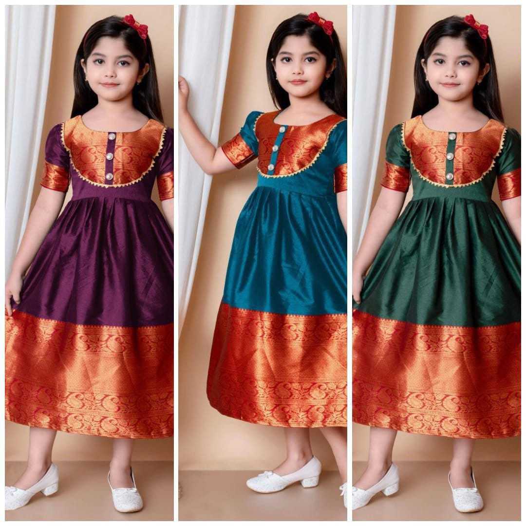 Ynf Soft Tapeta Silk RIN222 HK-66 Kids Wear Wedding Collections Festive Collections Wholesale Kids Traditional Outfits Kids Festive Wear Kids Silk Dress Manufacturer- Kids Exports