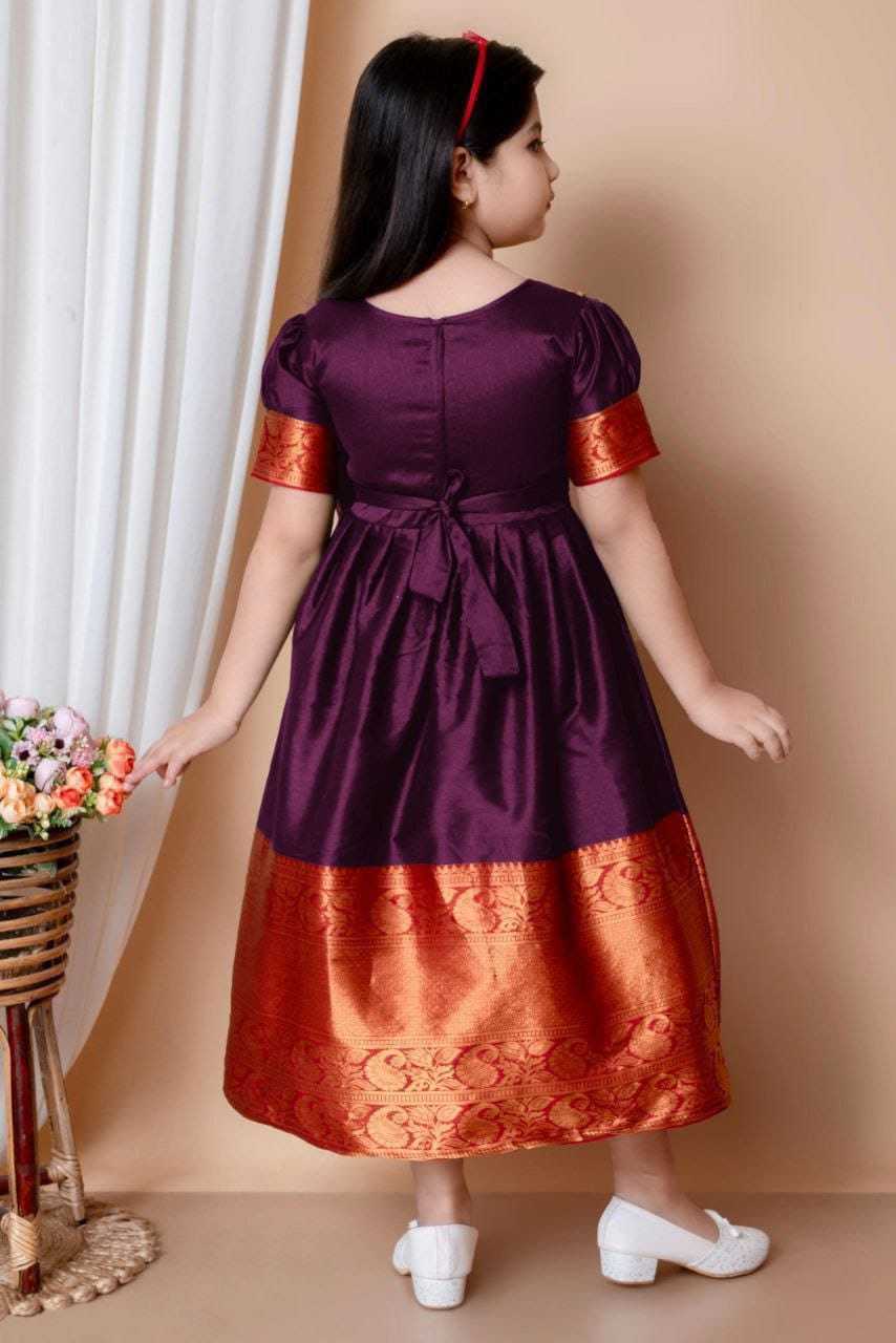 Ynf Soft Tapeta Silk RIN222 HK-66 Kids Wear Wedding Collections Festive Collections Wholesale Kids Traditional Outfits Kids Festive Wear Kids Silk Dress Manufacturer- Kids Exports