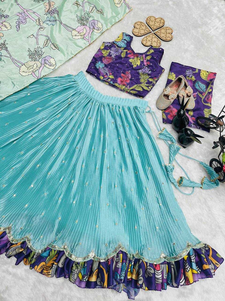 Ynf Chinon Silk KESH415 215 Kids Wear Wholesale Kids Lehenga Embroidered Frock Kids Ghagra Choli Manufacturer- Kids Exports