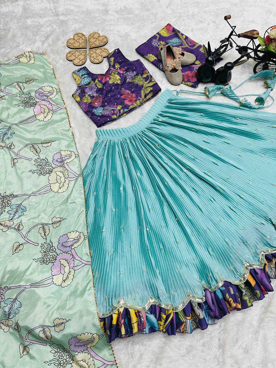 Ynf Chinon Silk KESH415 215 Kids Wear Wholesale Kids Lehenga Embroidered Frock Kids Ghagra Choli Manufacturer- Kids Exports