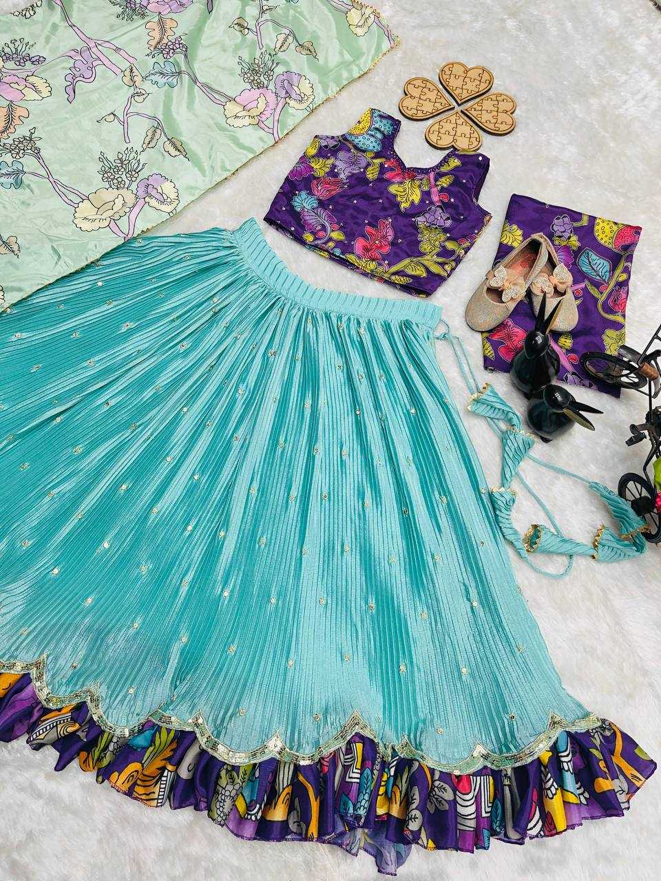 Ynf Chinon Silk KESH415 215 Kids Wear Wholesale Kids Lehenga Embroidered Frock Kids Ghagra Choli Manufacturer- Kids Exports