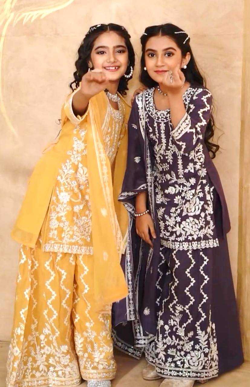 Ynf Faux Georgette KESH415 216 Kids Wear Wedding Collections Festive Collections Wholesale Kids Sharara Kids Suit Embroidered Frock Manufacturer- Kids Exports