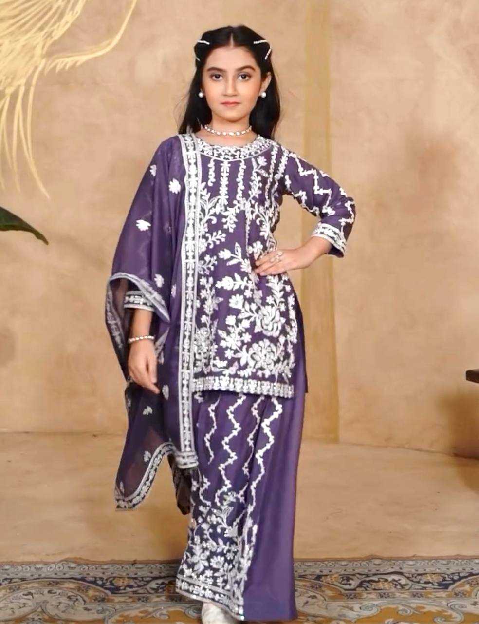 Ynf Faux Georgette KESH415 216 Kids Wear Wedding Collections Festive Collections Wholesale Kids Sharara Kids Suit Embroidered Frock Manufacturer- Kids Exports