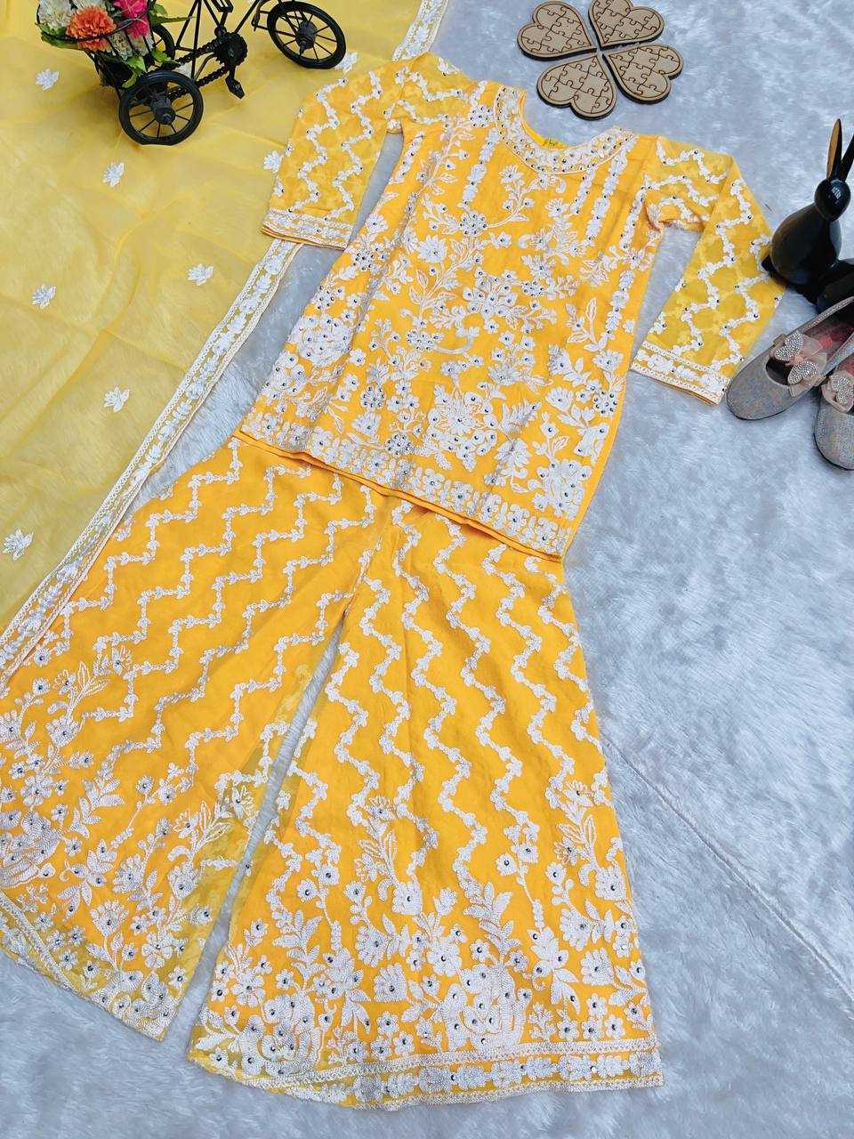 Ynf Faux Georgette KESH415 216 Kids Wear Wedding Collections Festive Collections Wholesale Kids Sharara Kids Suit Embroidered Frock Manufacturer- Kids Exports