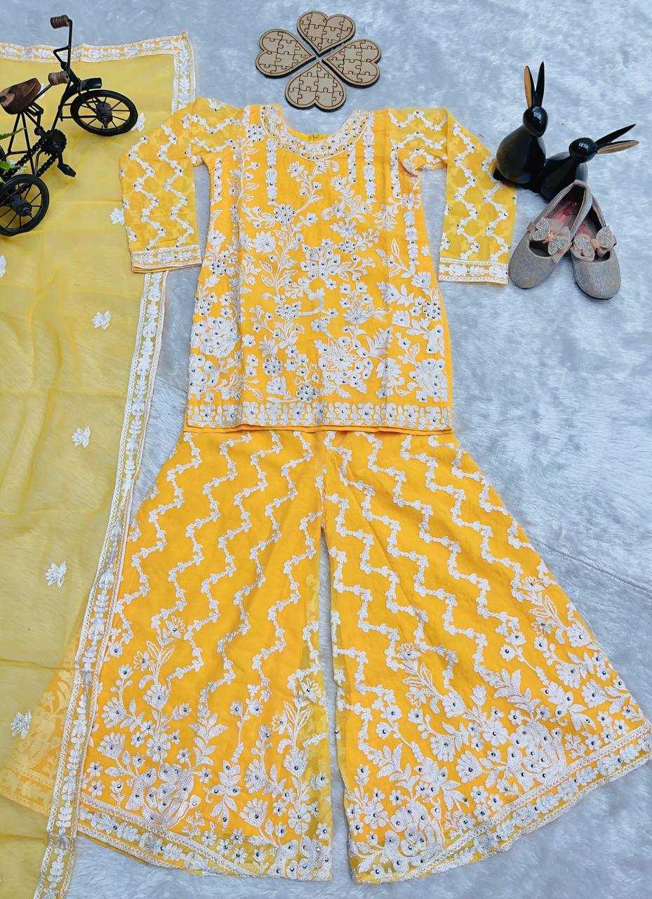 Ynf Faux Georgette KESH415 216 Kids Wear Wedding Collections Festive Collections Wholesale Kids Sharara Kids Suit Embroidered Frock Manufacturer- Kids Exports