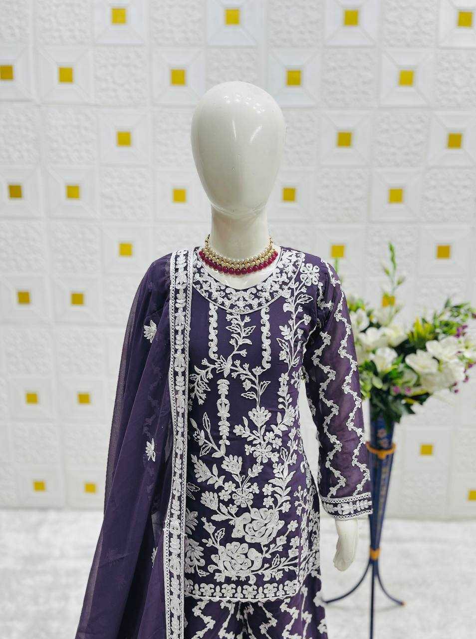 Ynf Faux Georgette KESH415 216 Kids Wear Wedding Collections Festive Collections Wholesale Kids Sharara Kids Suit Embroidered Frock Manufacturer- Kids Exports