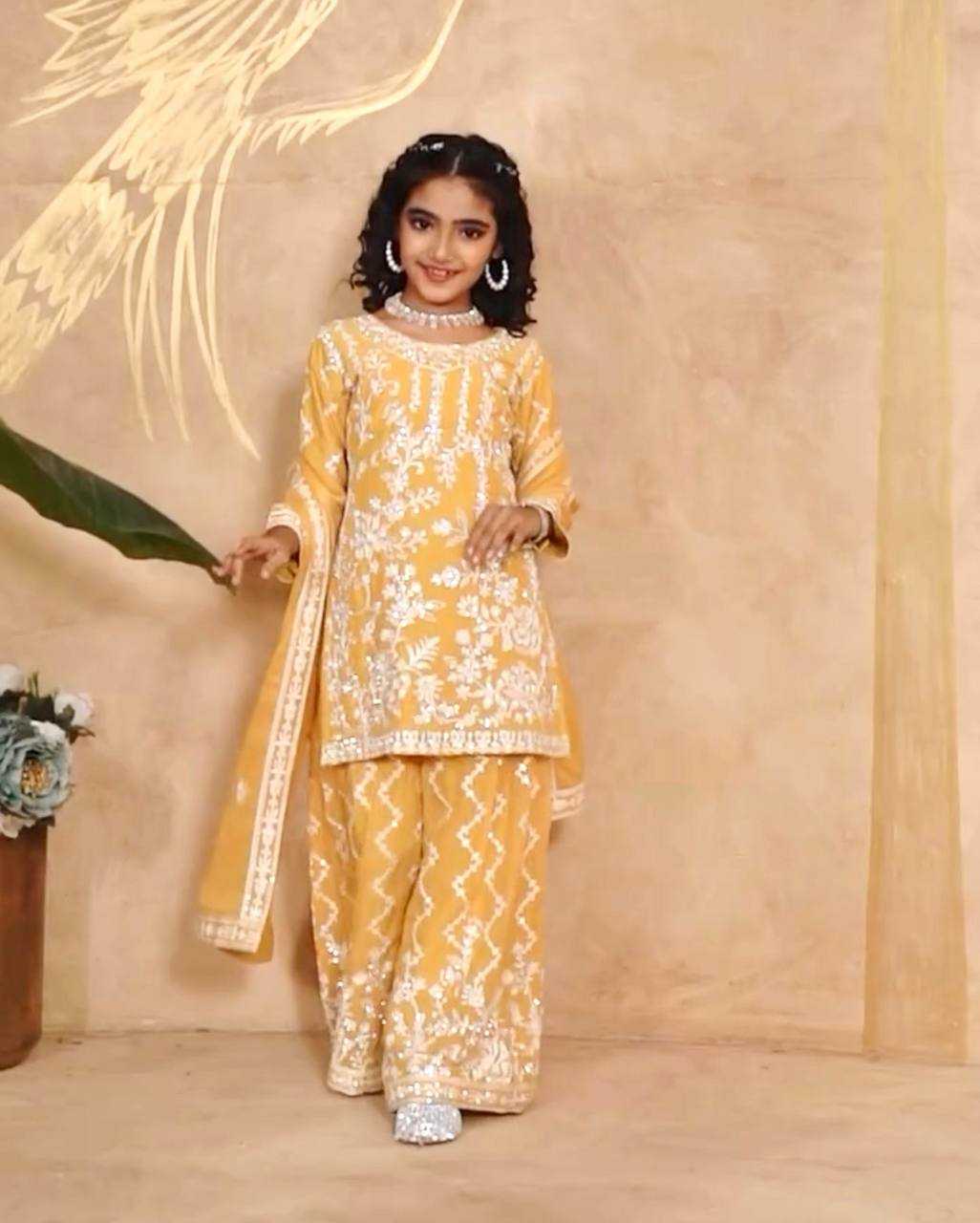 Ynf Faux Georgette KESH415 216 Kids Wear Wedding Collections Festive Collections Wholesale Kids Sharara Kids Suit Embroidered Frock Manufacturer- Kids Exports