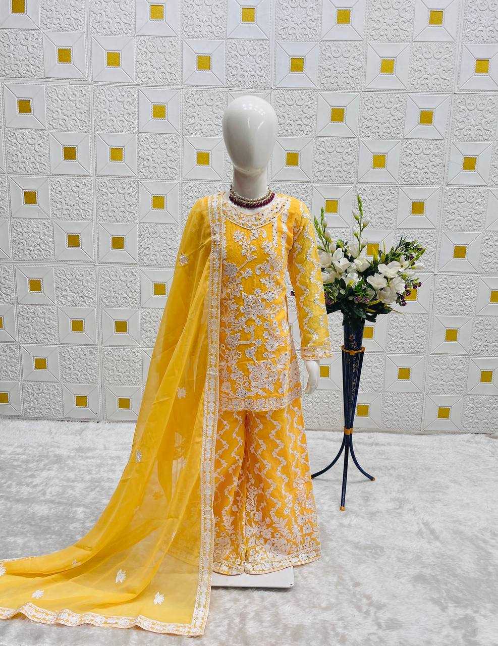 Ynf Faux Georgette KESH415 216 Kids Wear Wedding Collections Festive Collections Wholesale Kids Sharara Kids Suit Embroidered Frock Manufacturer- Kids Exports