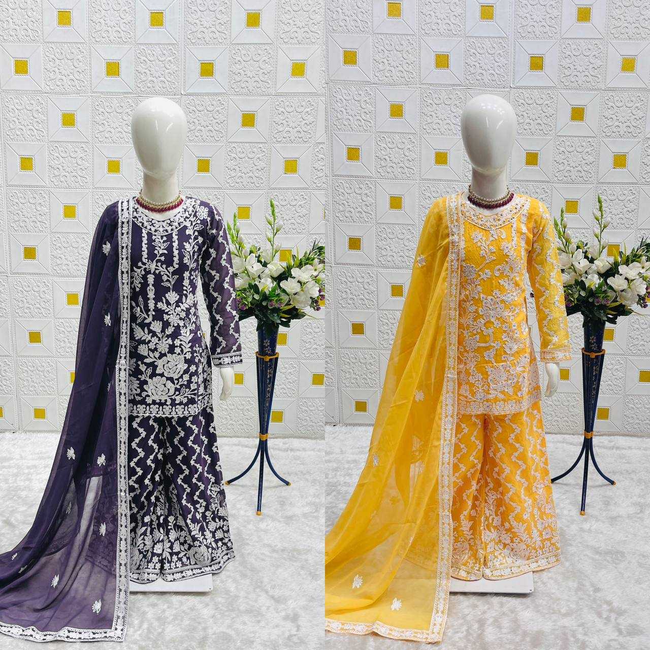 Ynf Faux Georgette KESH415 216 Kids Wear Wedding Collections Festive Collections Wholesale Kids Sharara Kids Suit Embroidered Frock Manufacturer- Kids Exports