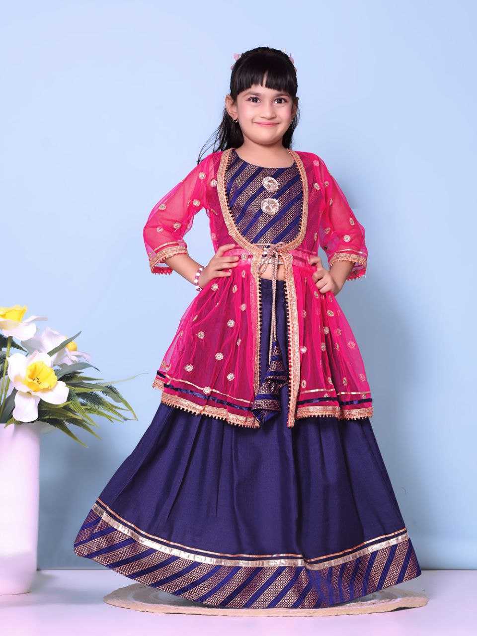 Ynf Cotton KESH461 115 Kids Wear Wholesale Kids Lehenga Embroidered Frock Kids Ghagra Choli Manufacturer- Kids Exports