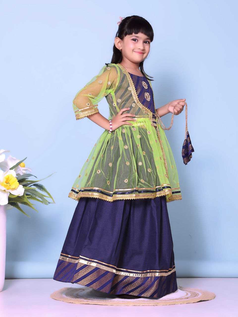 Ynf Cotton KESH461 115 Kids Wear Wholesale Kids Lehenga Embroidered Frock Kids Ghagra Choli Manufacturer- Kids Exports