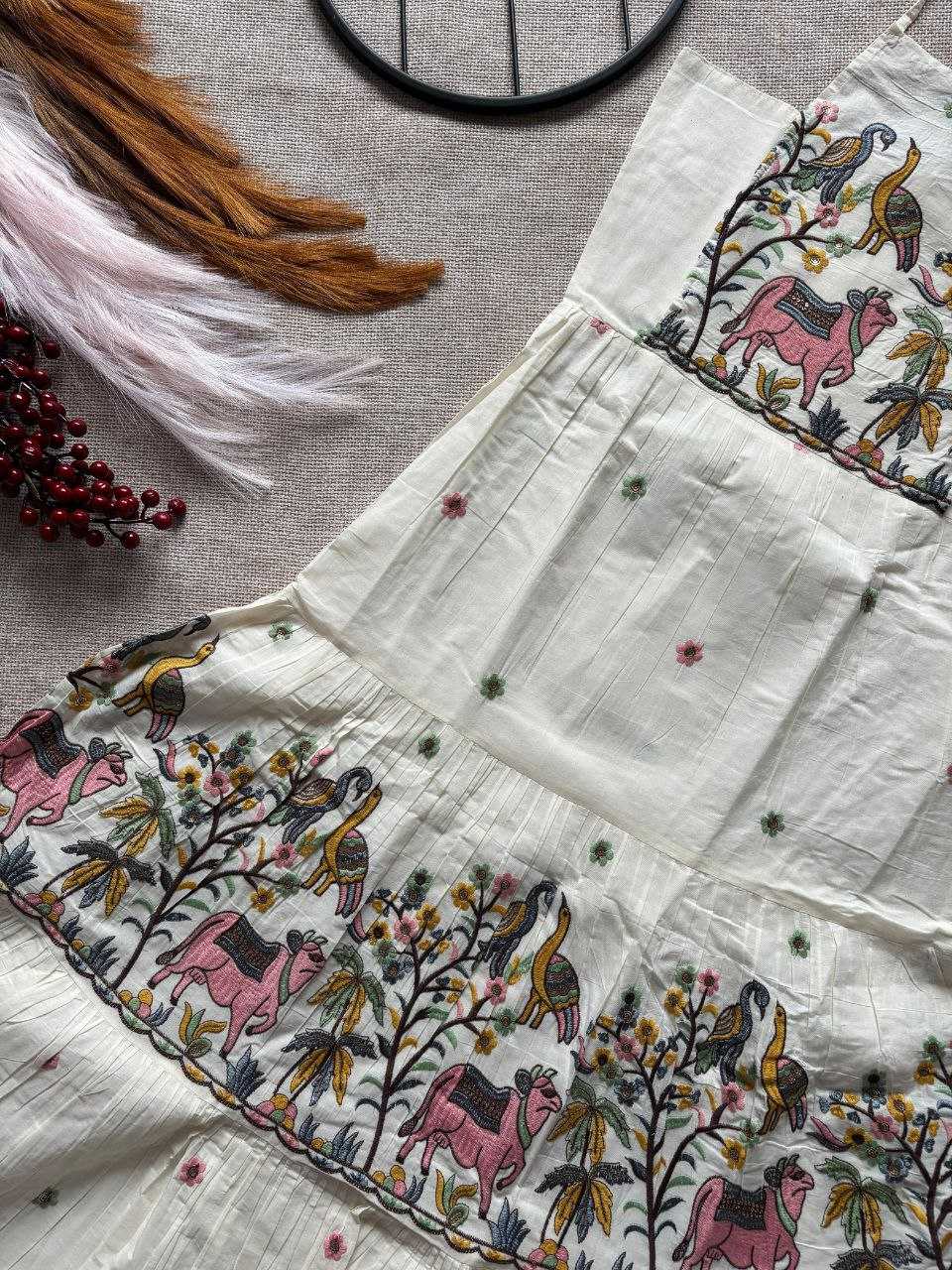 Ynf Cotton RIN107 FRONT Kids Wear Wedding Collections Festive Collections Wholesale Kids Gown Embroidered Frock Kids Festive Wear Manufacturer- Kids Exports