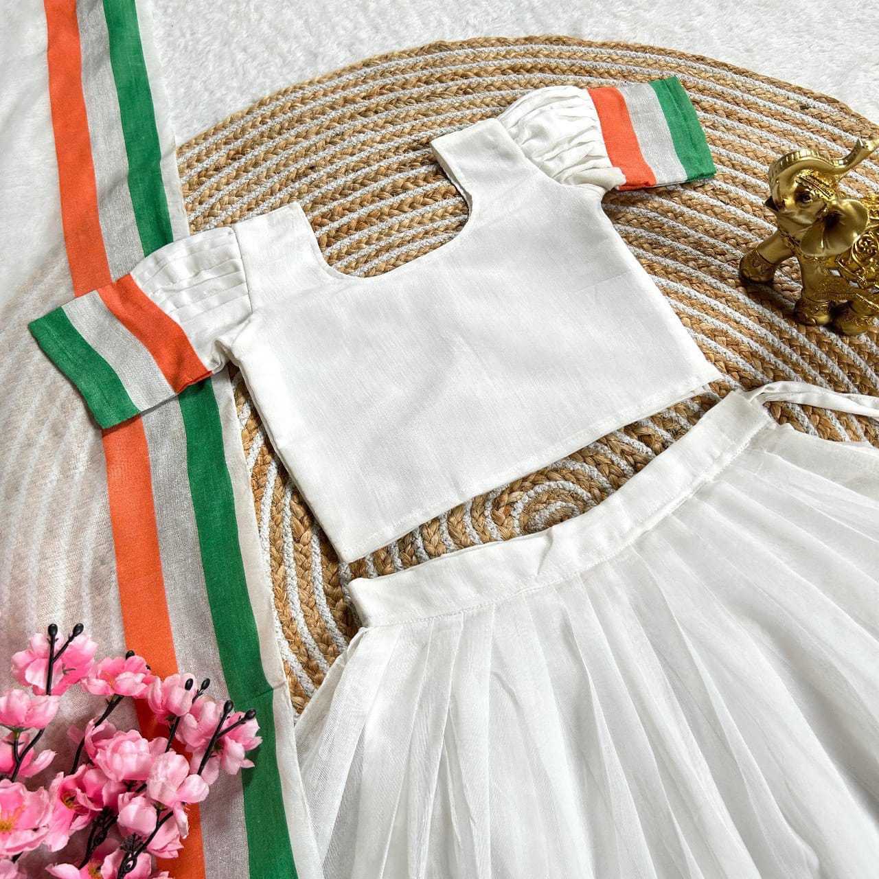 Ynf Cotton RIN235 Tri-Colour Kids Wear Festive Collections Wholesale Kids Lehenga Onam Collections Independence Day Collections Manufacturer- Kids Exports