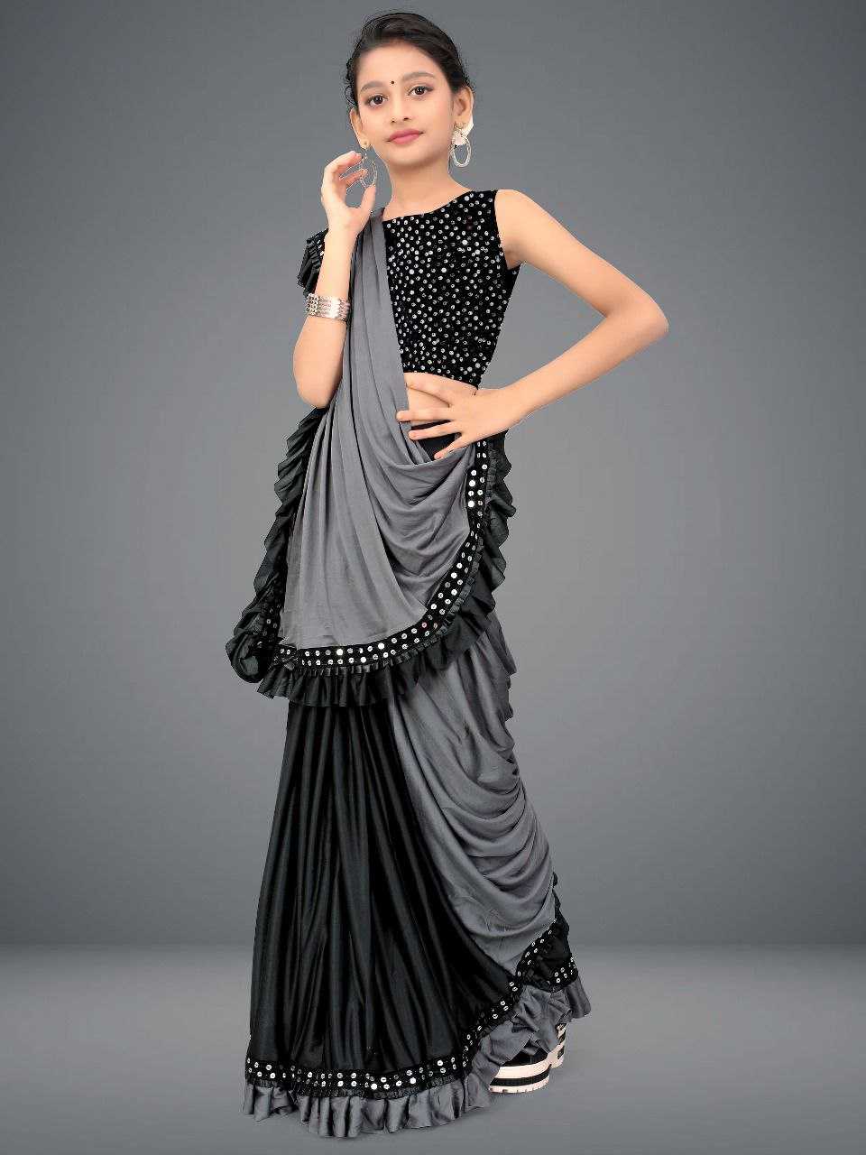 Ynf Delta lycra KESH461 45 Kids Wear Wholesale Kids Saree Dress Manufacturer- Kids Exports