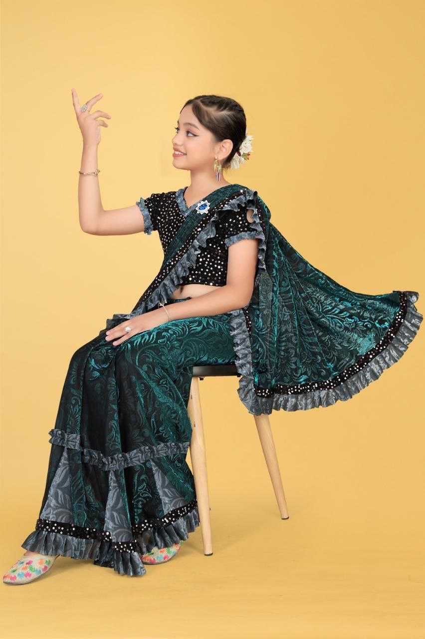 Ynf Fancy KESH461 50 Kids Wear Wholesale Kids Saree Dress Manufacturer- Kids Exports