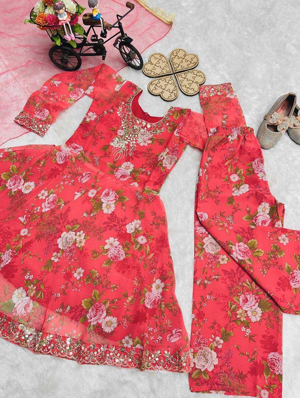 Ynf Georgette RIN234 218 Kids Wear Wholesale Kids Gown Kids Anarkali Suits Kids Ethnic Gowns Manufacturer- Kids Exports