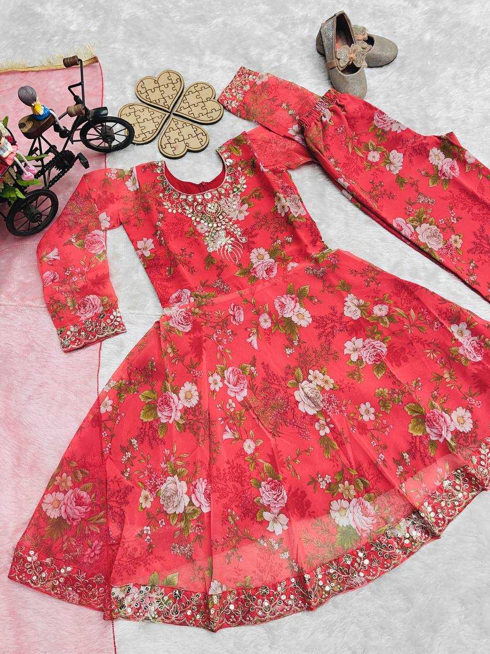 Ynf Georgette RIN234 218 Kids Wear Wholesale Kids Gown Kids Anarkali Suits Kids Ethnic Gowns Manufacturer- Kids Exports