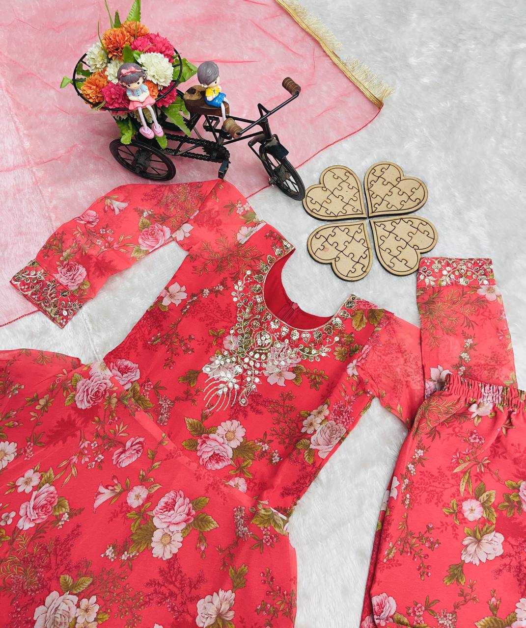 Ynf Georgette RIN234 218 Kids Wear Wholesale Kids Gown Kids Anarkali Suits Kids Ethnic Gowns Manufacturer- Kids Exports