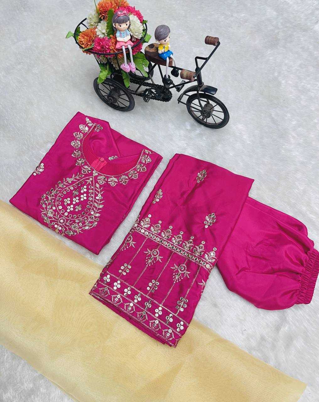 Ynf Heavy Crepe RIN234 220 Kids Wear Festive Collections Wholesale Kids Suit Embroidered Frock Kids Silk Dress Manufacturer- Kids Exports