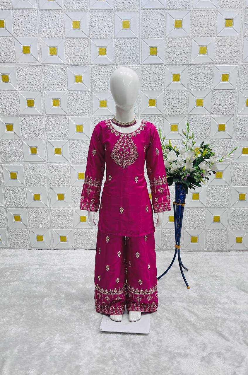 Ynf Heavy Crepe RIN234 220 Kids Wear Festive Collections Wholesale Kids Suit Embroidered Frock Kids Silk Dress Manufacturer- Kids Exports