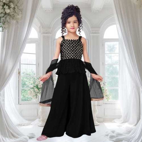 Ynf Poly Crepe KESH461 LITTLE FEATURE Kids Wear Wholesale Kids Indo-Western Wear Kids Party Wear Ethnic Manufacturer- Kids Exports