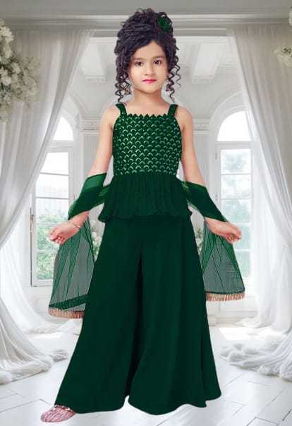 Ynf Poly Crepe KESH461 LITTLE FEATURE Kids Wear Wholesale Kids Indo-Western Wear Kids Party Wear Ethnic Manufacturer- Kids Exports