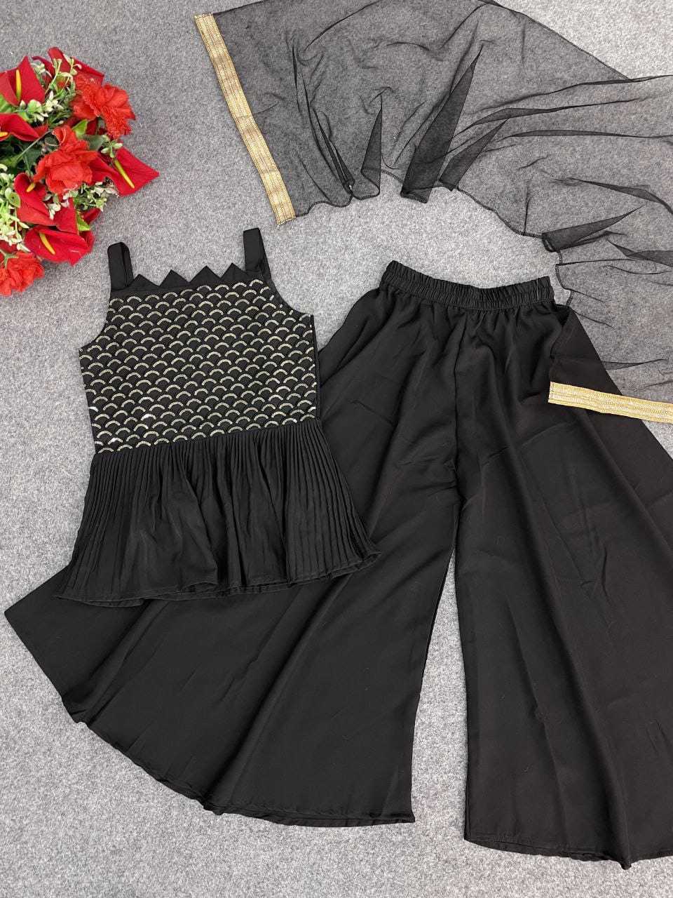 Ynf Poly Crepe KESH461 LITTLE FEATURE Kids Wear Wholesale Kids Indo-Western Wear Kids Party Wear Ethnic Manufacturer- Kids Exports