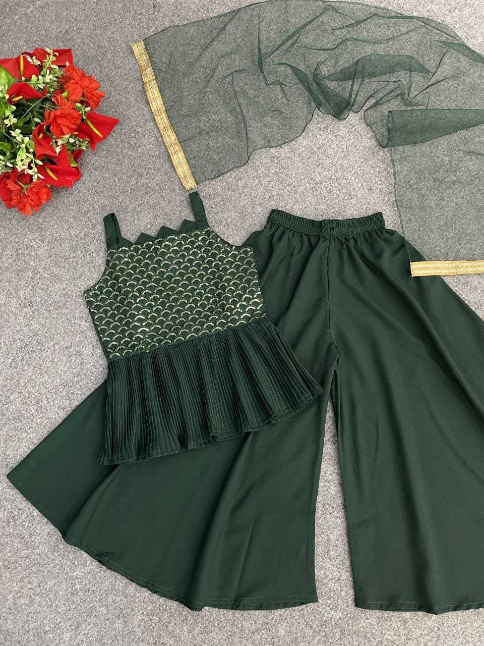 Ynf Poly Crepe KESH461 LITTLE FEATURE Kids Wear Wholesale Kids Indo-Western Wear Kids Party Wear Ethnic Manufacturer- Kids Exports