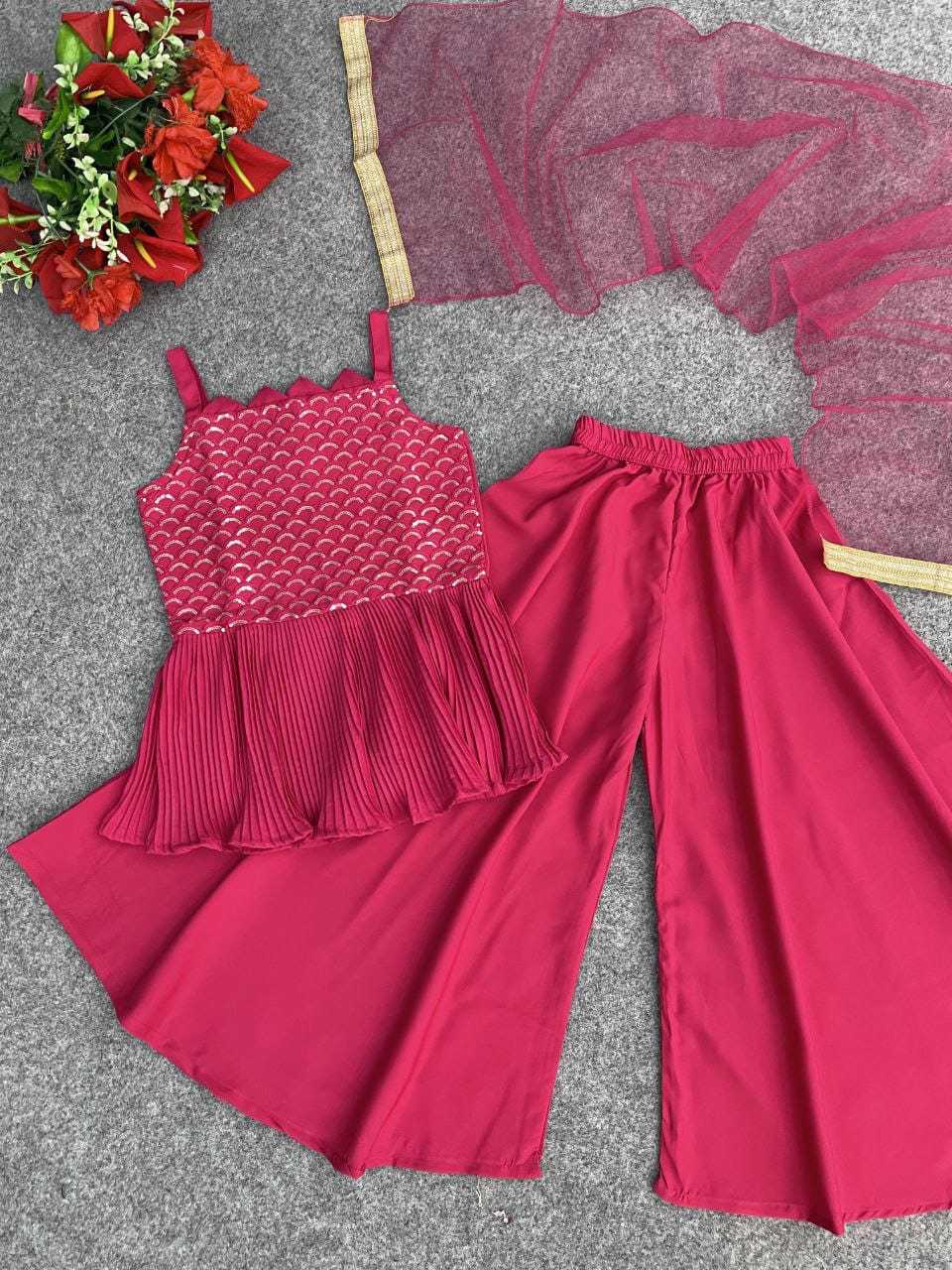 Ynf Poly Crepe KESH461 LITTLE FEATURE Kids Wear Wholesale Kids Indo-Western Wear Kids Party Wear Ethnic Manufacturer- Kids Exports