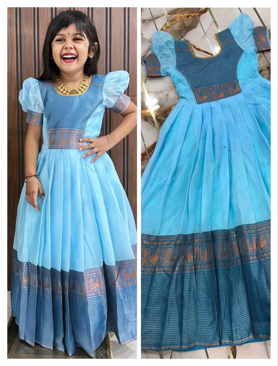 Ynf Pure Cotton RIN161 DAUGHTER Kids Wear Wedding Collections Festive Collections Wholesale Kids Gown Girls Cotton Frocks Kids Festive Wear Manufacturer- Kids Exports