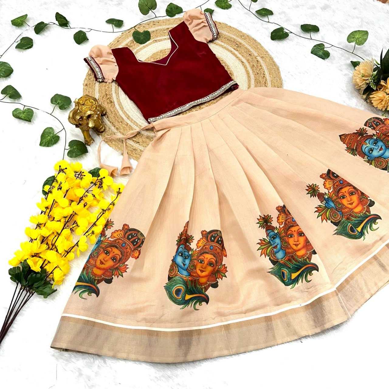 Ynf Rose Gold KESH505 unforgettable Kids Wear Festive Collections Wholesale Kids Lehenga Onam Collections Manufacturer- Kids Exports